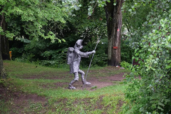 Pellegrino Alla Statua Santiago Compostela Sieger Koder Wasseralfingen Germania — Foto Stock