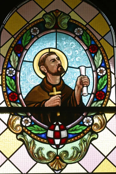 Saint Nikola Tavelic Stained Glass Window Andrew Church Laz Croatia — Stock Photo, Image