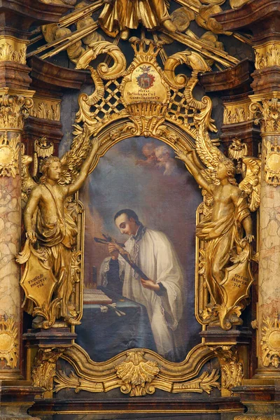 Svatý Aloysius Gonzaga Oltář Františkánském Kostele Františka Xaviera Záhřebu — Stock fotografie