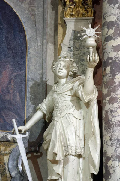 Estatua Santa Bárbara Altar Mayor Iglesia Franciscana San Francisco Javier —  Fotos de Stock