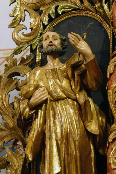 聖ピーター像 クロアチア ザグレブのヴラペにある聖バーバラ教会の14人の聖ヘルパー像 — ストック写真