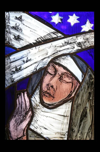 Heilige Hildegard Von Bingen Glasfenster Von Sieger Koder Kloster Benediktbeuern — Stockfoto
