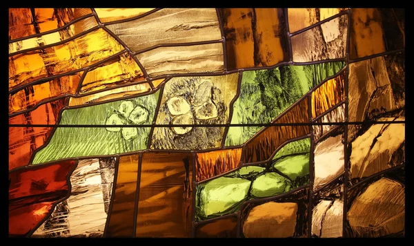 Visa Delar Livet Detalj Färgade Glasfönster Sieger Koder Benediktbeuern Abbey — Stockfoto