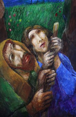 Sieger Koder 'in Good Shepherd' ı, Almanya 'nın Oberstaufen kentindeki kilisede sunak görevi.