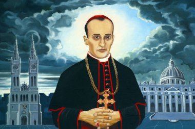 Kutsanmış Alojzije Stepinac, Hırvatistan 'ın başkenti Zagreb' deki Kutsanmış Alojzije Stepinac Şapeli 'nde sunak resmi