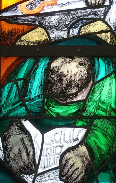 Isaiah Nationens Resa Slutet Dagen Berget Sinai Detalj Färgade Glasfönster — Stockfoto