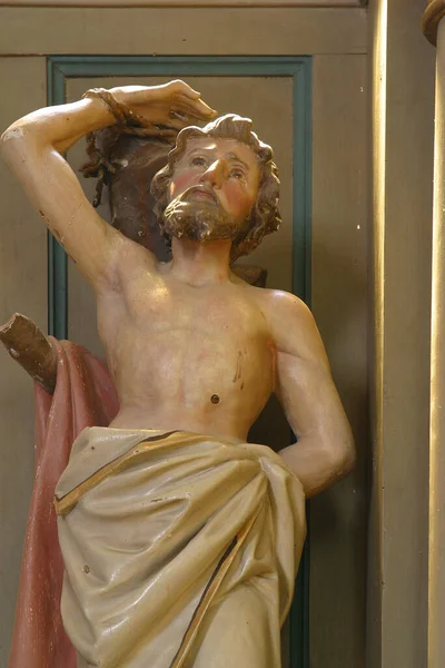 Saint Sébastien Statue Sur Autel Saint Antoine Dans Église Paroissiale — Photo