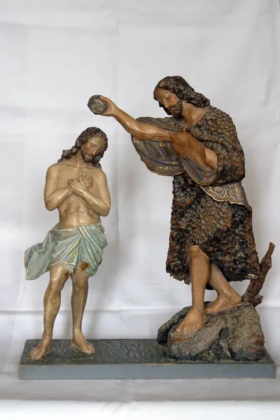 Chrzest Pański Figura Kościele Mateusza Apostoła Ewangelisty Stitar Chorwacja — Zdjęcie stockowe