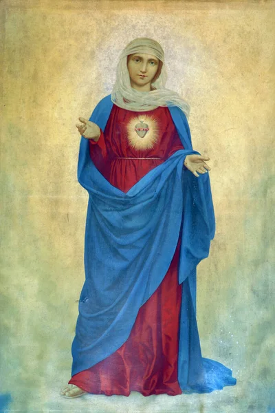 Niepokalane Serce Maryi Ołtarz Kościele Parafialnym Świętej Trójcy Klenovniku Chorwacja — Zdjęcie stockowe