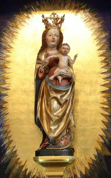圣母玛利亚与婴儿耶稣 德国瓦塞尔芬根圣史提芬教堂的妇女圣坛 — 图库照片