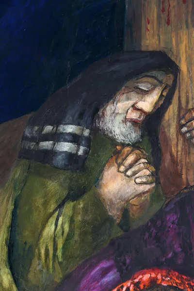 Józef Arymatei Detal Ołtarza Głównego Siegera Kodera Kościele Matki Bożej — Zdjęcie stockowe