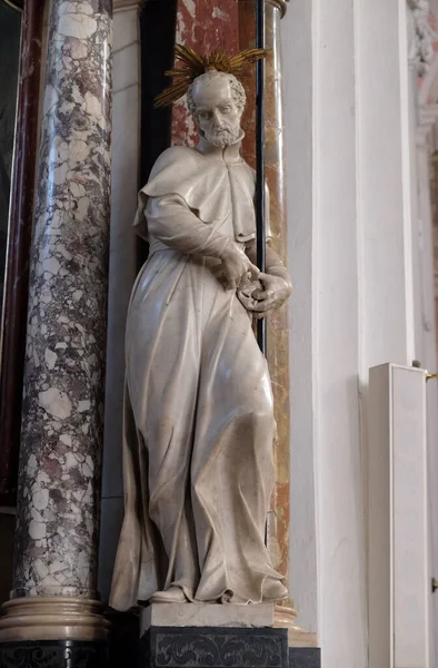 圣弗朗西斯 雷吉斯 克罗地亚萨格勒布亚历山大圣凯瑟琳教堂洛约拉的圣伊格纳提乌斯祭坛上的雕像 — 图库照片