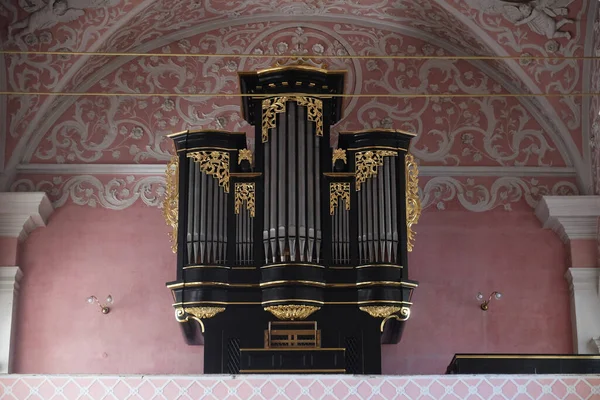 克罗地亚萨格勒布亚历山大图书馆圣凯瑟琳教堂的管风琴 — 图库照片