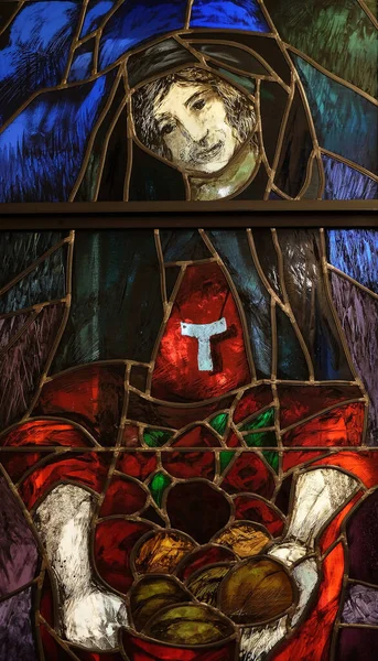 Saint Elizabeth Hungary Detalj Målat Glas Fönster Sieger Koder Franciscan — Stockfoto