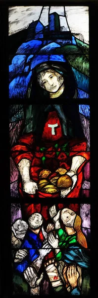 Heilige Elisabeth Von Ungarn Glasfenster Von Sieger Koder Franziskanerkloster Kleinostheim — Stockfoto