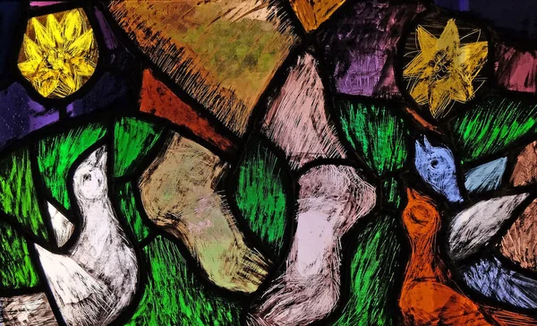 アッシジの聖フランシス ドイツ クライノスハイムのフランシスコ会修道院のシーガー コーダーによるステンドグラスの窓の詳細 — ストック写真