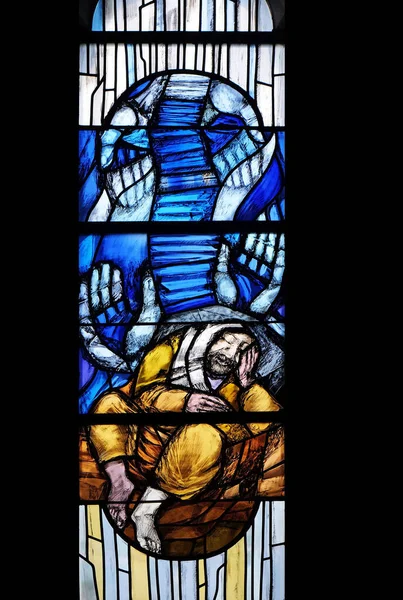 Jacob Dream Stained Glass Window Chapel Cemetery Ursberg Germany — Stock Photo, Image