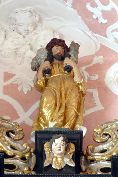 Jesus Bom Pastor Statoe Sobre Altar Espírito Santo Igreja Santa — Fotografia de Stock