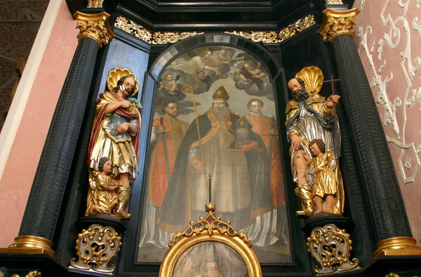 Altare San Dionigi Nella Chiesa Santa Caterina Alessandria Zagabria Croazia — Foto Stock