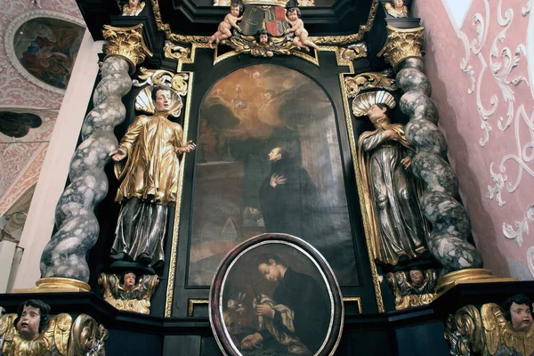 Вівтар Святого Франциска Борджіа Церкві Святої Катерини Загребі Хорватія — стокове фото