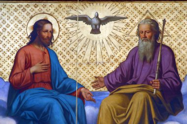 Hırvatistan 'ın Zagreb kentindeki Aziz Kiril ve Methodius Katolik Katedrali' ndeki İconostasis 'in ayrıntıları.