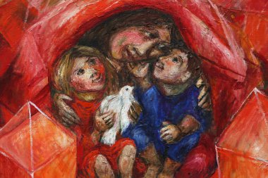 Almanya 'nın Bad Urach kentindeki St. Joseph Kilisesi' nde Sieger Koder 'in sunağının ayrıntıları