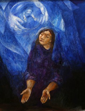 Bakire Meryem, Almanya 'nın Bad Urach kentindeki St. Joseph Kilisesi' nde Sieger Koder 'in sunağı.