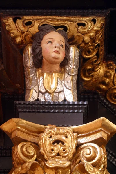 Estatua Ángel Sobre Altar Iglesia Santa Catalina Alejandría Zagreb Croacia —  Fotos de Stock