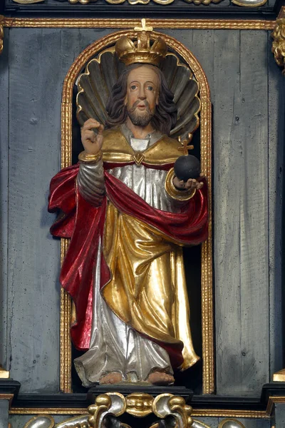 Jesus Christ Almighty Statue Pulpit Church Saint Catherine Alexandria Zagreb — Stock Photo, Image