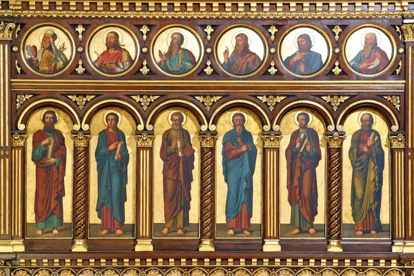 Proroci Apoštolové Detail Ikonostázy Řecké Katolické Katedrále Cyrila Metoděje Záhřebu — Stock fotografie