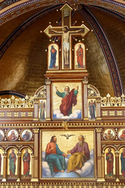 Detaljer Iconostasis Den Gresk Katolske Medkatedralen Helgener Kyrillos Methodius Zagreb – stockfoto