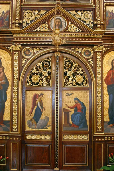 Anunciación Virgen María Detalle Iconostasis Concatedral Los Santos Cirilo Metodio — Foto de Stock