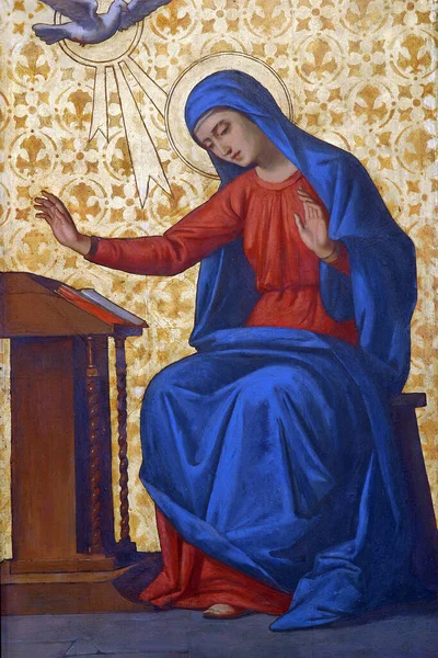 Neitsyt Marian Julistaminen Ikonostaasin Yksityiskohta Kreikkalaisessa Katolisen Kirkon Yhteiskatedraalissa Cyril — kuvapankkivalokuva