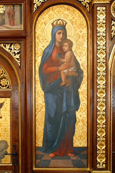 Vergine Col Bambino Particolare Dell Iconostasi Nella Concattedrale Greco Cattolica — Foto Stock