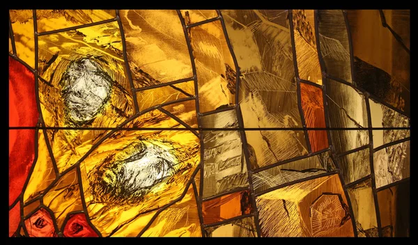 Погляньте Елементи Життя Деталі Вітражного Вікна Зіґера Кодера Абатстві Бенедиктбеерн — стокове фото