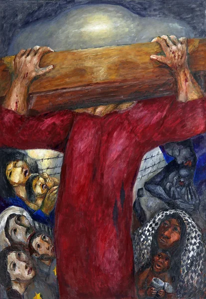 Jezus Ontmoet Dochters Van Jeruzalem Kruiswegstations Van Sieger Koder Stefanuskerk — Stockfoto