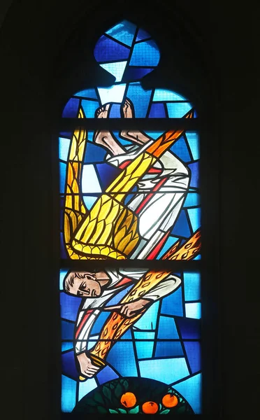 Angel Glas Loodraam Bij Evangelische Kerk Wasseralfingen Duitsland — Stockfoto