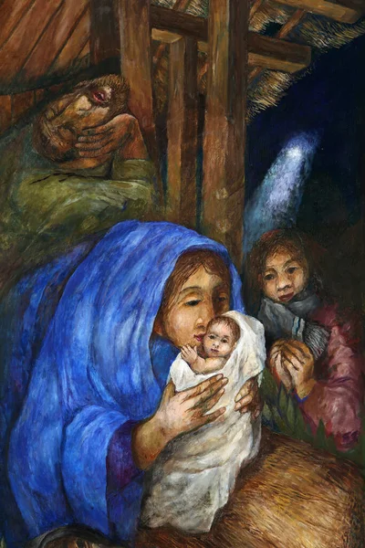 Birth Jesus Detail High Altar Sieger Koder Church Our Lady — Stock Photo, Image