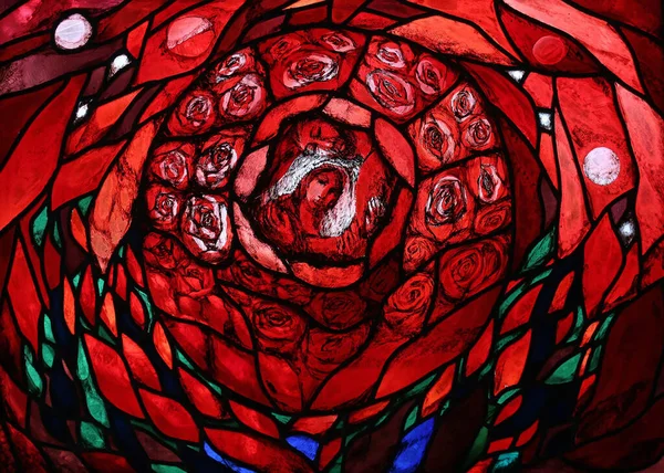 Любовь Никогда Кончается Стеклянное Окно Церкви Святого Спирита Эльвангене Германия — стоковое фото