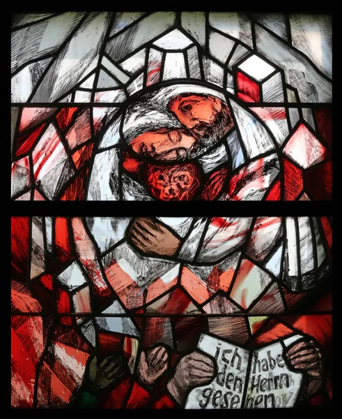 Hope Resurrection Detail Stained Glass Window Sieger Koder Chapel Jesuit — Stock Photo, Image