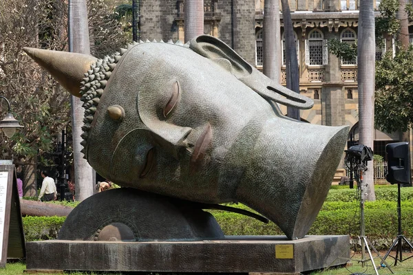 Staty Buddhas Huvud Trädgården Prince Wales Museum Känd Som Chhatrapati — Stockfoto