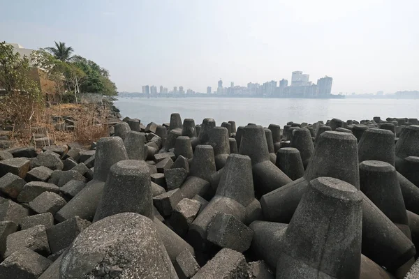 Tetrapods on Marine Drive in Mumbai, India