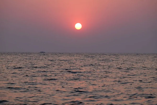 Solnedgång Vid Candolim Beach North Goa Indien — Stockfoto