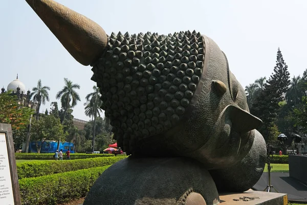 Staty Buddhas Huvud Trädgården Prince Wales Museum Känd Som Chhatrapati — Stockfoto