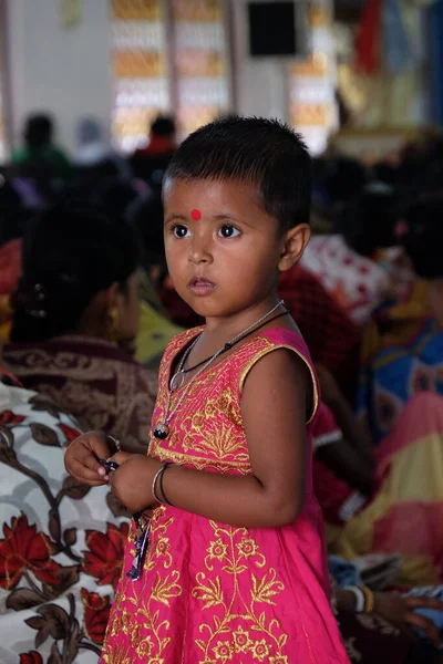 Crianças Missa Igreja Nossa Senhora Lourdes Kumrokhali Bengala Ocidental Índia — Fotografia de Stock