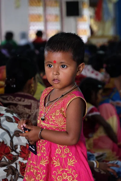 Niños Misa Iglesia Nuestra Señora Lourdes Kumrokhali Bengala Occidental India — Foto de Stock