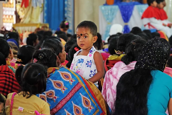 Messe Des Enfants Église Notre Dame Lourdes Kumrokhali Bengale Occidental — Photo