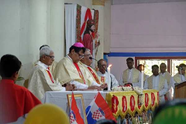 Santa Missa Igreja Nossa Senhora Lourdes Kumrokhali Bengala Ocidental Índia — Fotografia de Stock