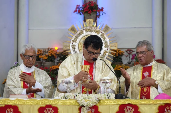 Messe Église Notre Dame Lourdes Kumrokhali Bengale Occidental Inde — Photo