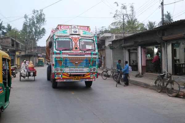 Tipico Colorato Camion Decorato Kumrokhali West Bengal India — Foto Stock